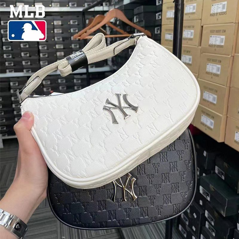 MLB bag NY handbag PU กระเป๋าสะพายไหล่ Underarm bag กระเป๋า Ny MONOGRAM EMBOSSED HOBO BAG